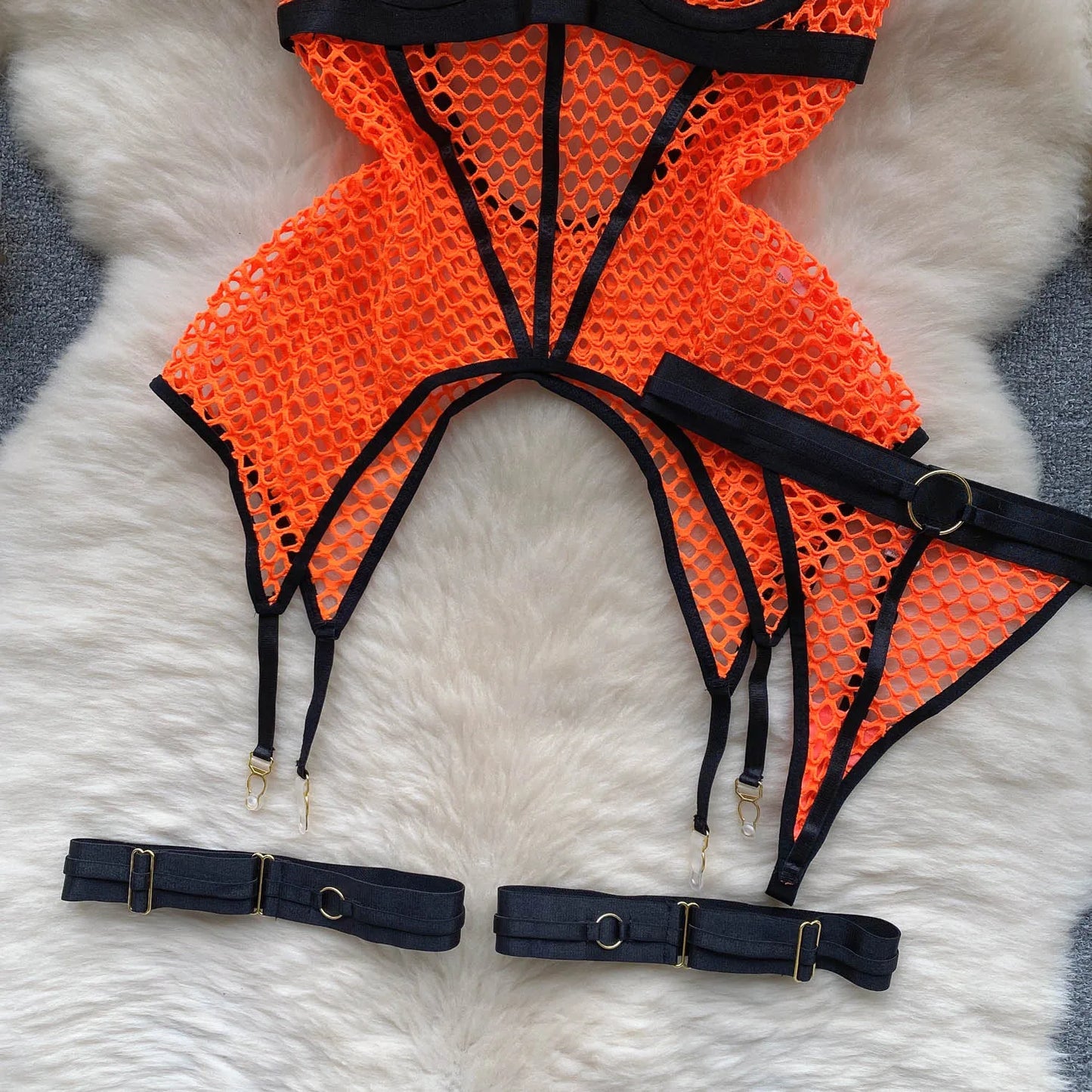 SINGREINY 2023 Sheer Mesh Sexy Lingerie Three Pieces Sets Halter Steel Splice Ring Top+Thongs Erotic Hollow Out Underwear Suits
