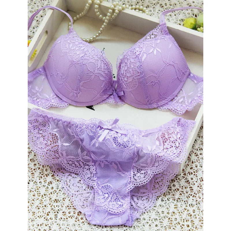 Women Sexy Lingerie Set Fashion Lace Lingerie Set Ladies Soild Color Transparent Bra Sexy Comfortable Intimates Underwear Suit