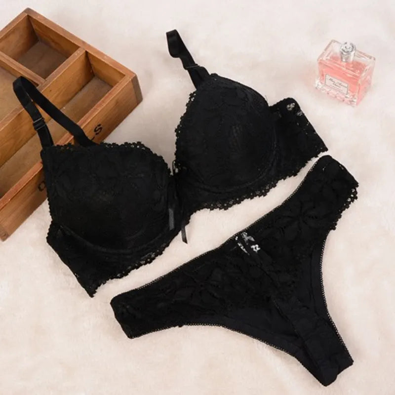 Women Sexy Lingerie Set Fashion Lace Lingerie Set Ladies Soild Color Transparent Bra Sexy Comfortable Intimates Underwear Suit