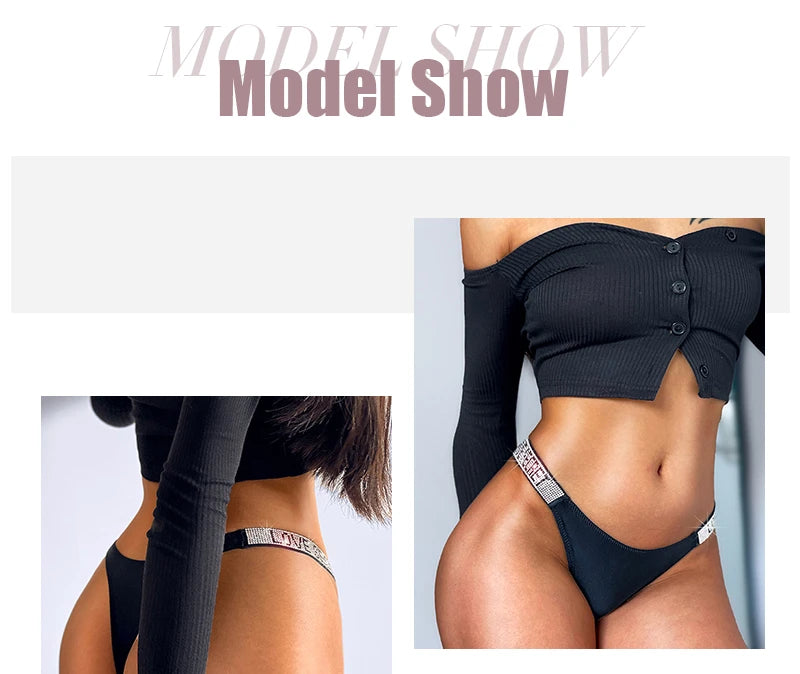 Women Panties Shiny Rhinestone Sexy Lingerie Women Low Rise Nylon Female Underwear Secret G-string Neon Color Women Thong