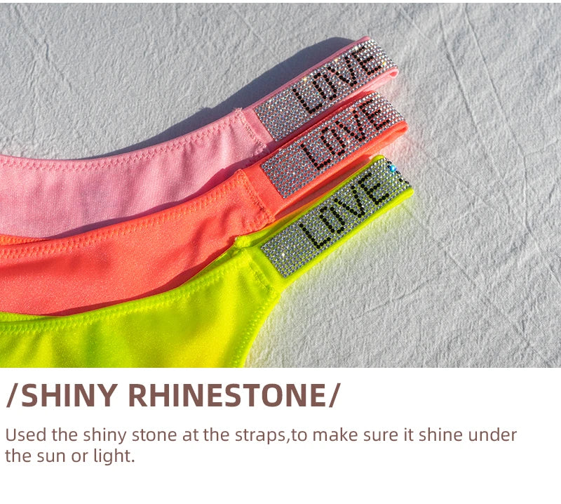 Women Panties Shiny Rhinestone Sexy Lingerie Women Low Rise Nylon Female Underwear Secret G-string Neon Color Women Thong